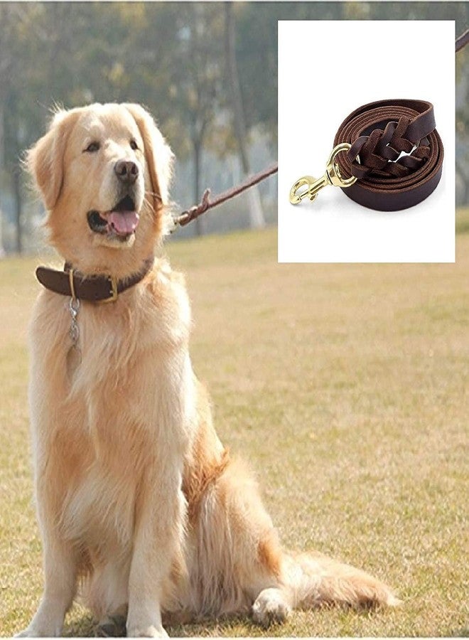Pups&Pets Dog Training Leash Braided Leather Strap Leash Lead Durable Dog Slip Lead with Brass Hook Show Leash (Brown, 6 Ft) - Image 2